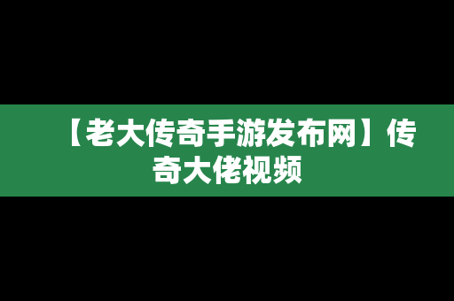 【老大传奇手游发布网】传奇大佬视频