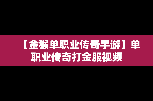 【金猴单职业传奇手游】单职业传奇打金服视频