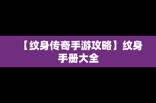 【纹身传奇手游攻略】纹身手册大全