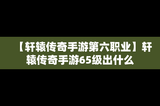 【轩辕传奇手游第六职业】轩辕传奇手游65级出什么