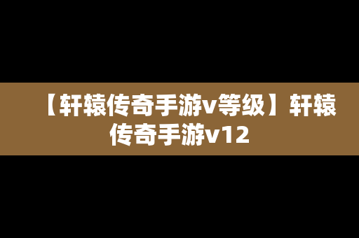 【轩辕传奇手游v等级】轩辕传奇手游v12