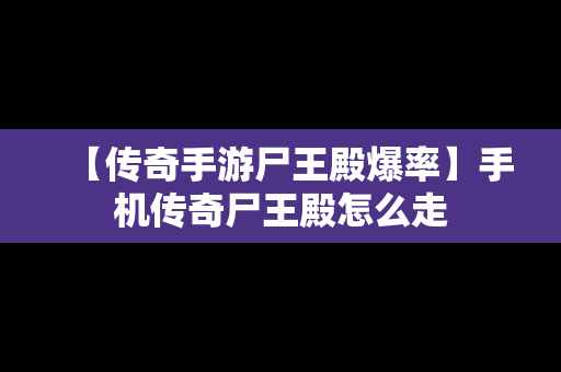 【传奇手游尸王殿爆率】手机传奇尸王殿怎么走