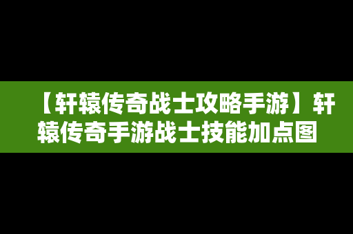 【轩辕传奇战士攻略手游】轩辕传奇手游战士技能加点图