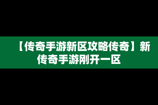 【传奇手游新区攻略传奇】新传奇手游刚开一区