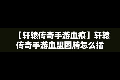 【轩辕传奇手游血痕】轩辕传奇手游血盟图腾怎么插