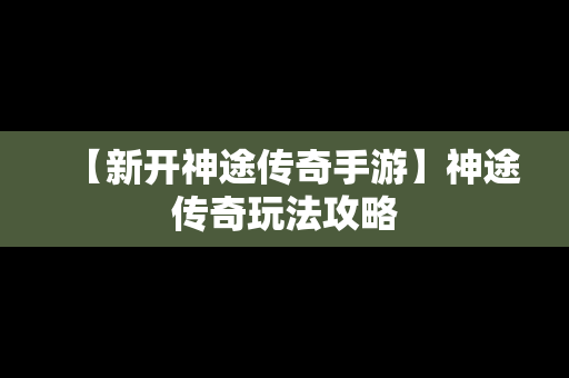 【新开神途传奇手游】神途传奇玩法攻略