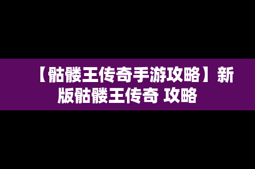 【骷髅王传奇手游攻略】新版骷髅王传奇 攻略