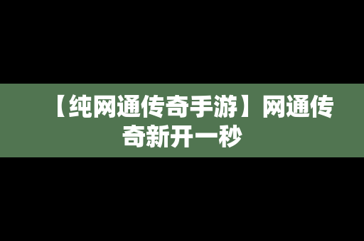 【纯网通传奇手游】网通传奇新开一秒