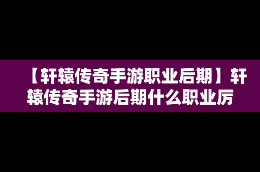 【轩辕传奇手游职业后期】轩辕传奇手游后期什么职业厉害