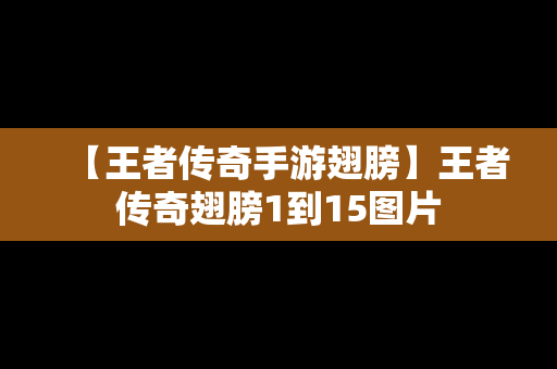 【王者传奇手游翅膀】王者传奇翅膀1到15图片