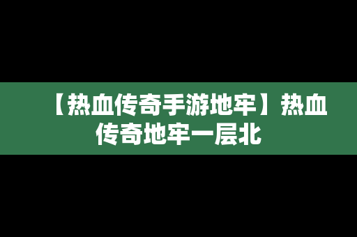 【热血传奇手游地牢】热血传奇地牢一层北