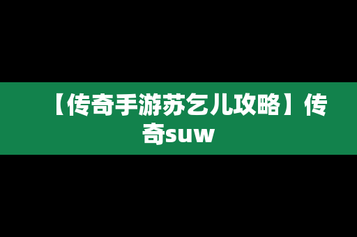 【传奇手游苏乞儿攻略】传奇suw