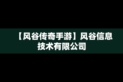 【风谷传奇手游】风谷信息技术有限公司