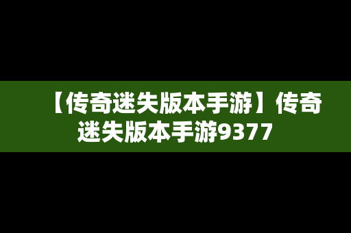 【传奇迷失版本手游】传奇迷失版本手游9377