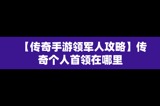 【传奇手游领军人攻略】传奇个人首领在哪里