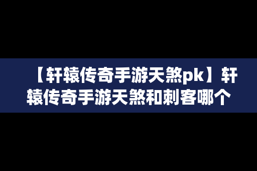 【轩辕传奇手游天煞pk】轩辕传奇手游天煞和刺客哪个好