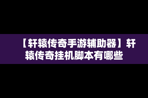 【轩辕传奇手游辅助器】轩辕传奇挂机脚本有哪些