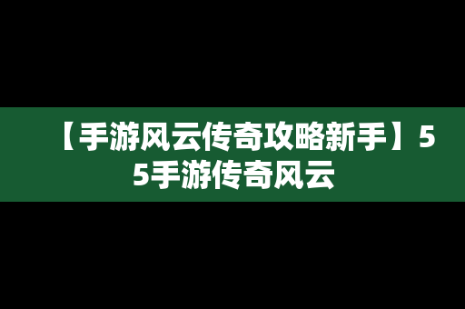 【手游风云传奇攻略新手】55手游传奇风云