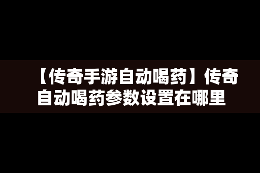 【传奇手游自动喝药】传奇自动喝药参数设置在哪里